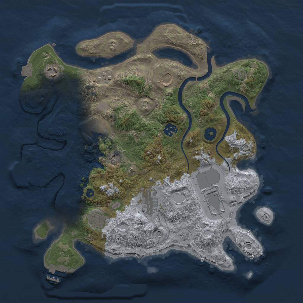 Rust Map: Procedural Map, Size: 3500, Seed: 1304113855, 14 Monuments