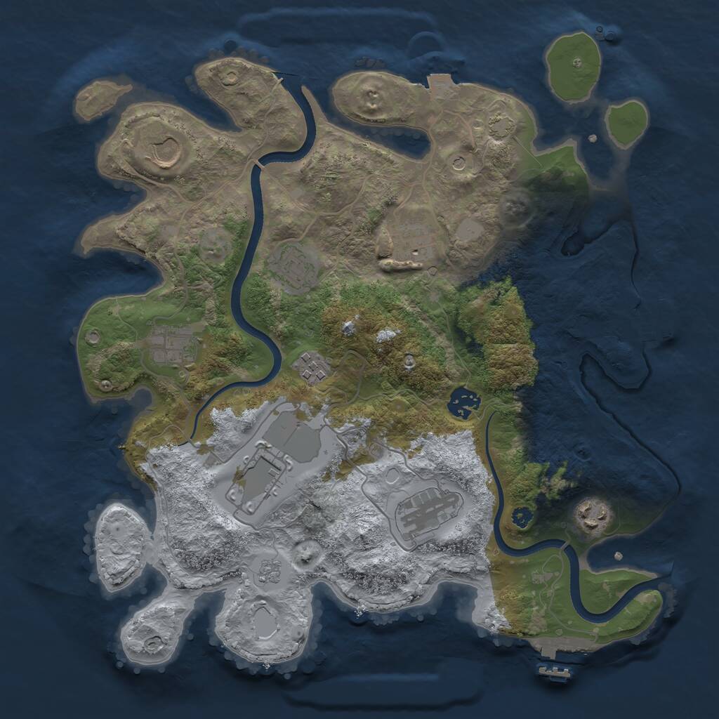 Rust Map: Procedural Map, Size: 3500, Seed: 23815, 15 Monuments