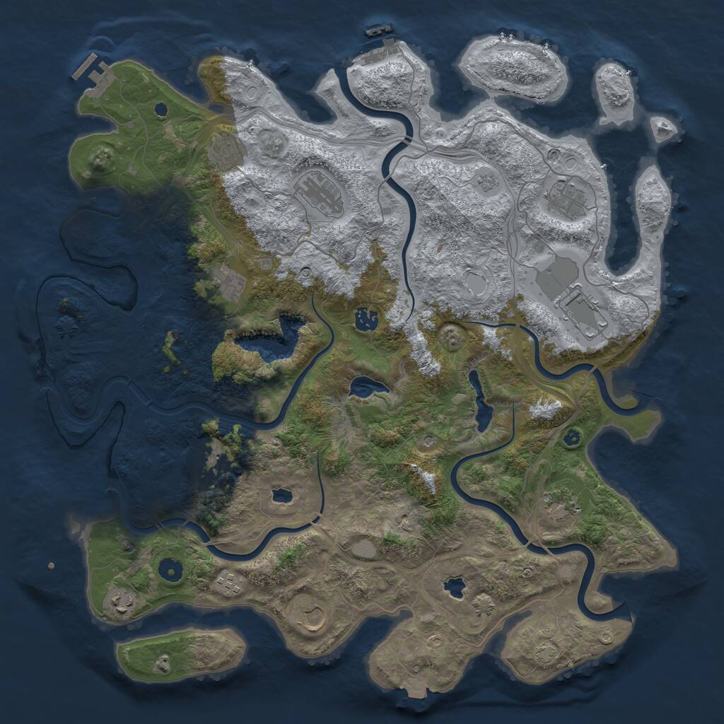 Rust Map: Procedural Map, Size: 4500, Seed: 1219497293, 17 Monuments