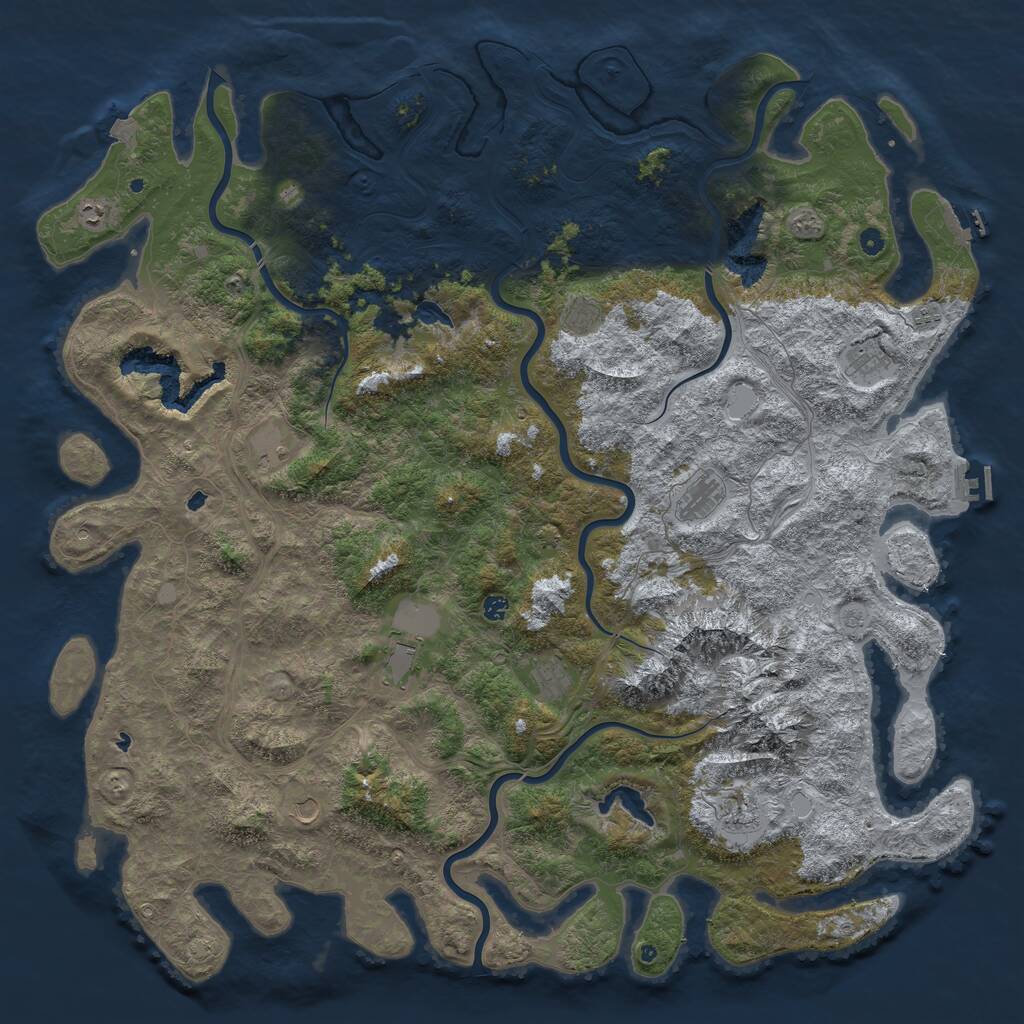 Rust Map: Procedural Map, Size: 6000, Seed: 32958334, 17 Monuments