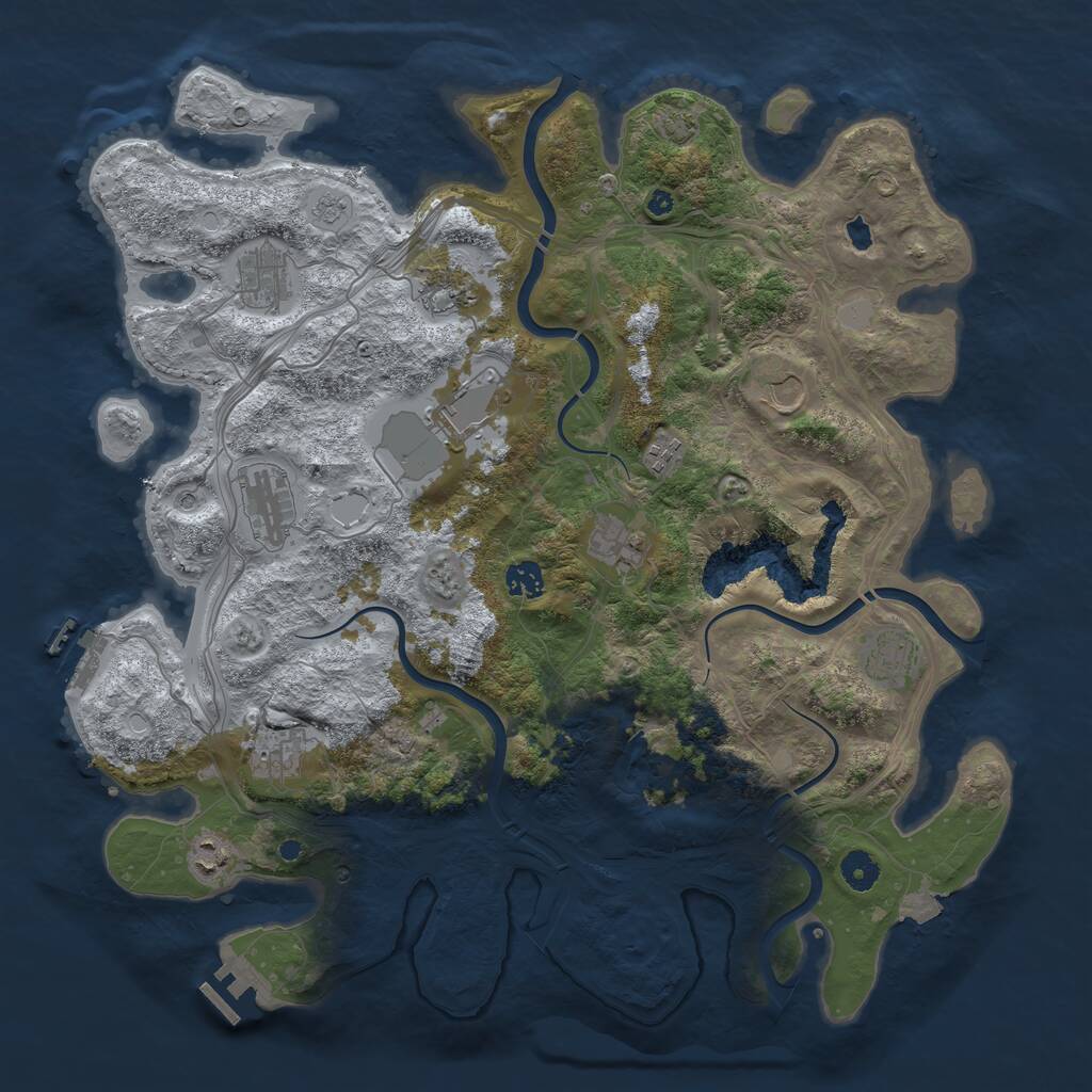 Rust Map: Procedural Map, Size: 4250, Seed: 205330912, 17 Monuments