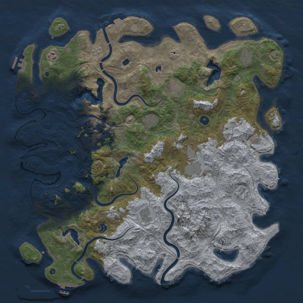 Rust Map: Procedural Map, Size: 5000, Seed: 987118824, 16 Monuments