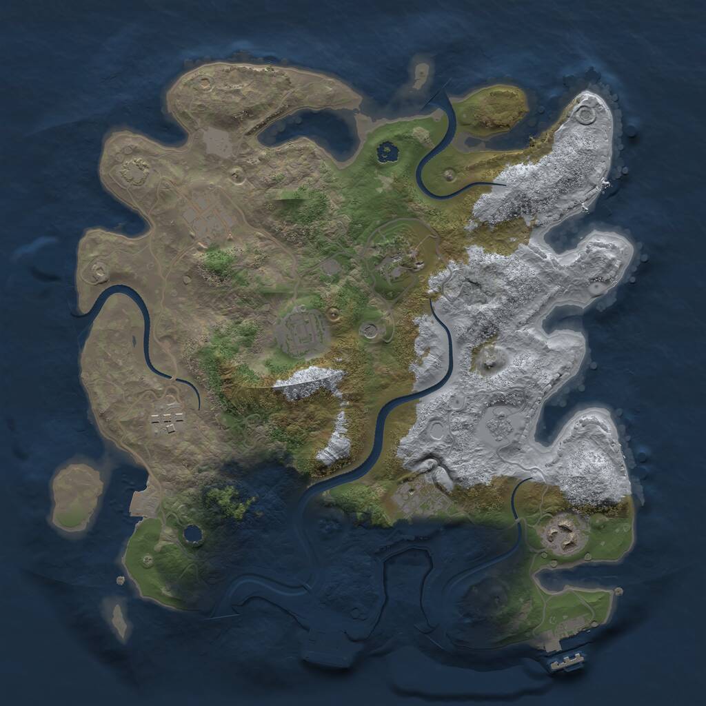 Rust Map: Procedural Map, Size: 3250, Seed: 1061546293, 12 Monuments