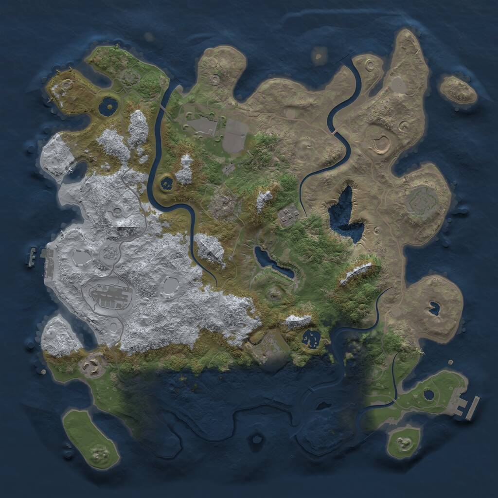 Rust Map: Procedural Map, Size: 4000, Seed: 124151525, 14 Monuments