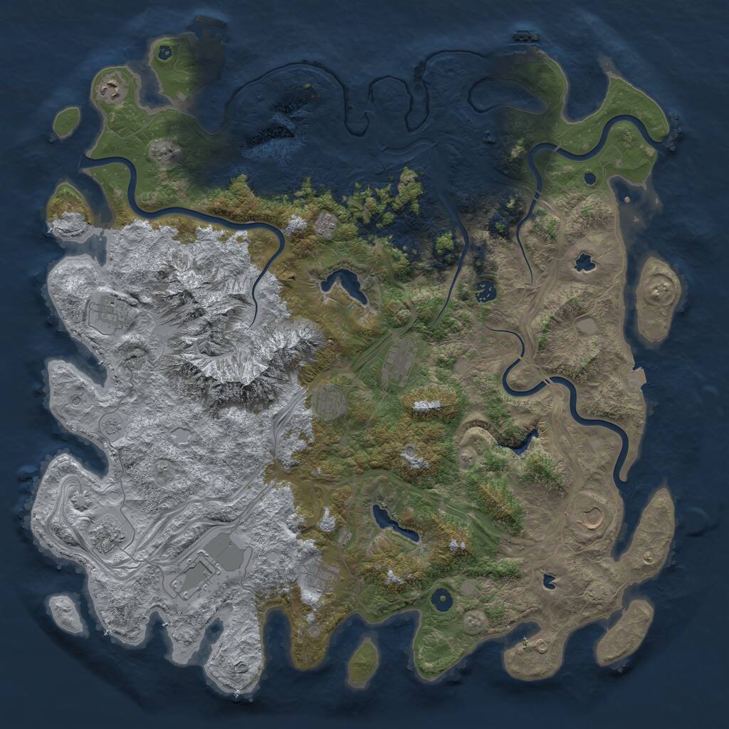 Rust Map: Procedural Map, Size: 5000, Seed: 326099228, 16 Monuments