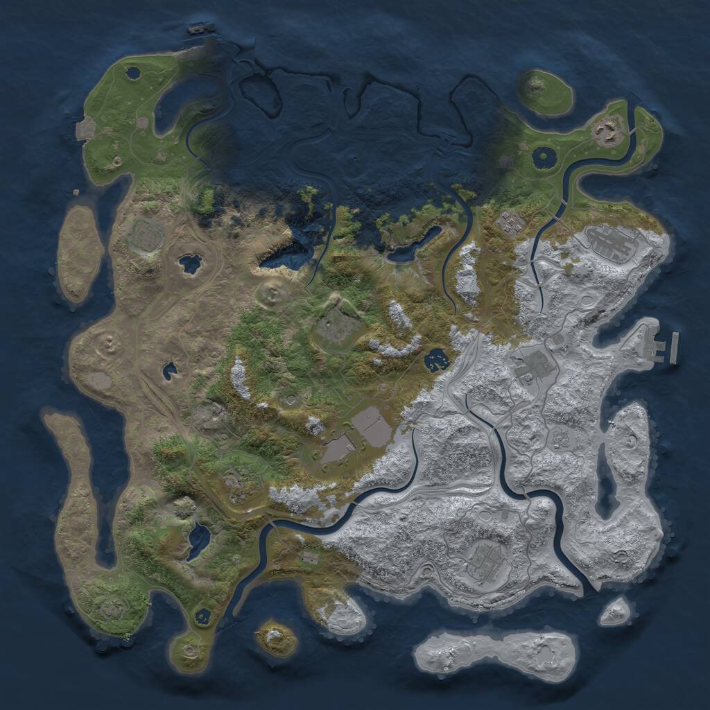 Rust Map: Procedural Map, Size: 4500, Seed: 140118640, 16 Monuments