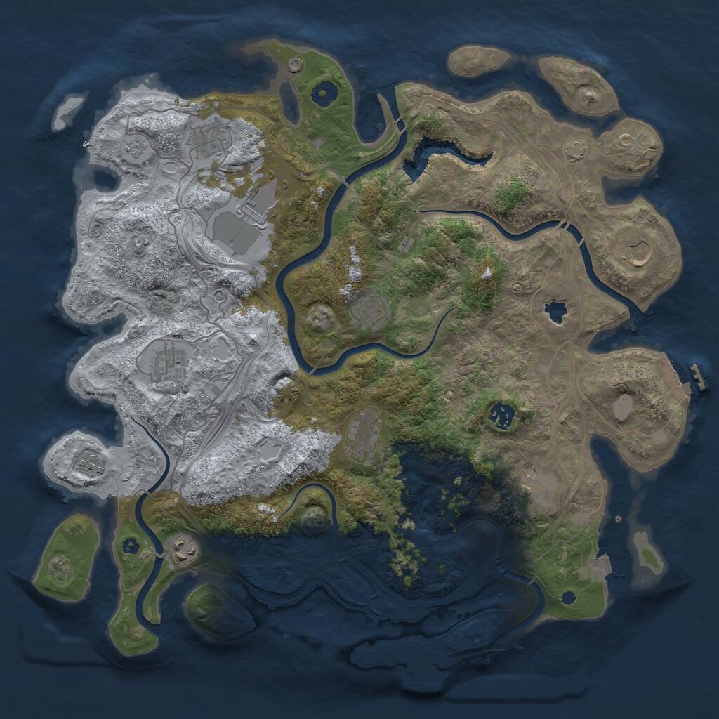 Rust Map: Procedural Map, Size: 4250, Seed: 41537023, 16 Monuments