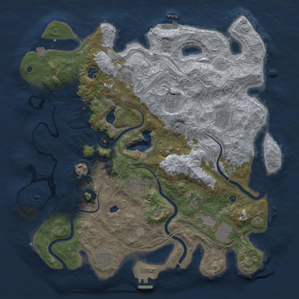 Rust Map: Procedural Map, Size: 4250, Seed: 936196995, 16 Monuments