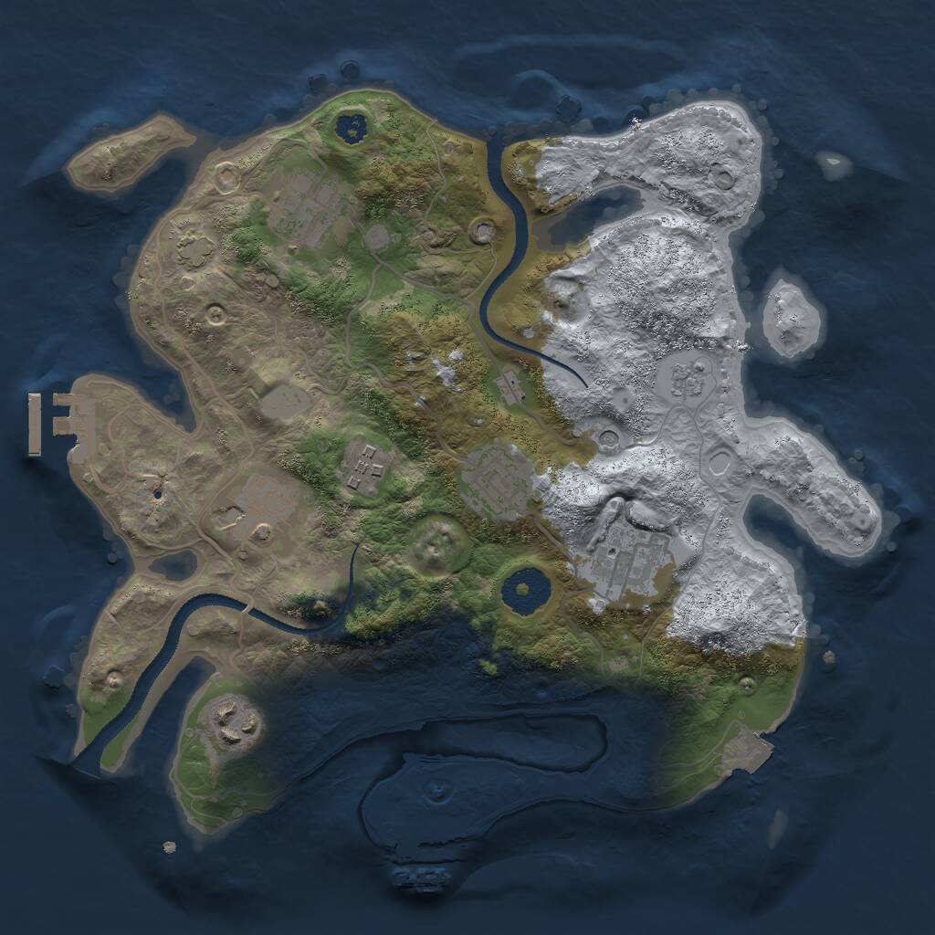 Rust Map: Procedural Map, Size: 3000, Seed: 22732, 12 Monuments