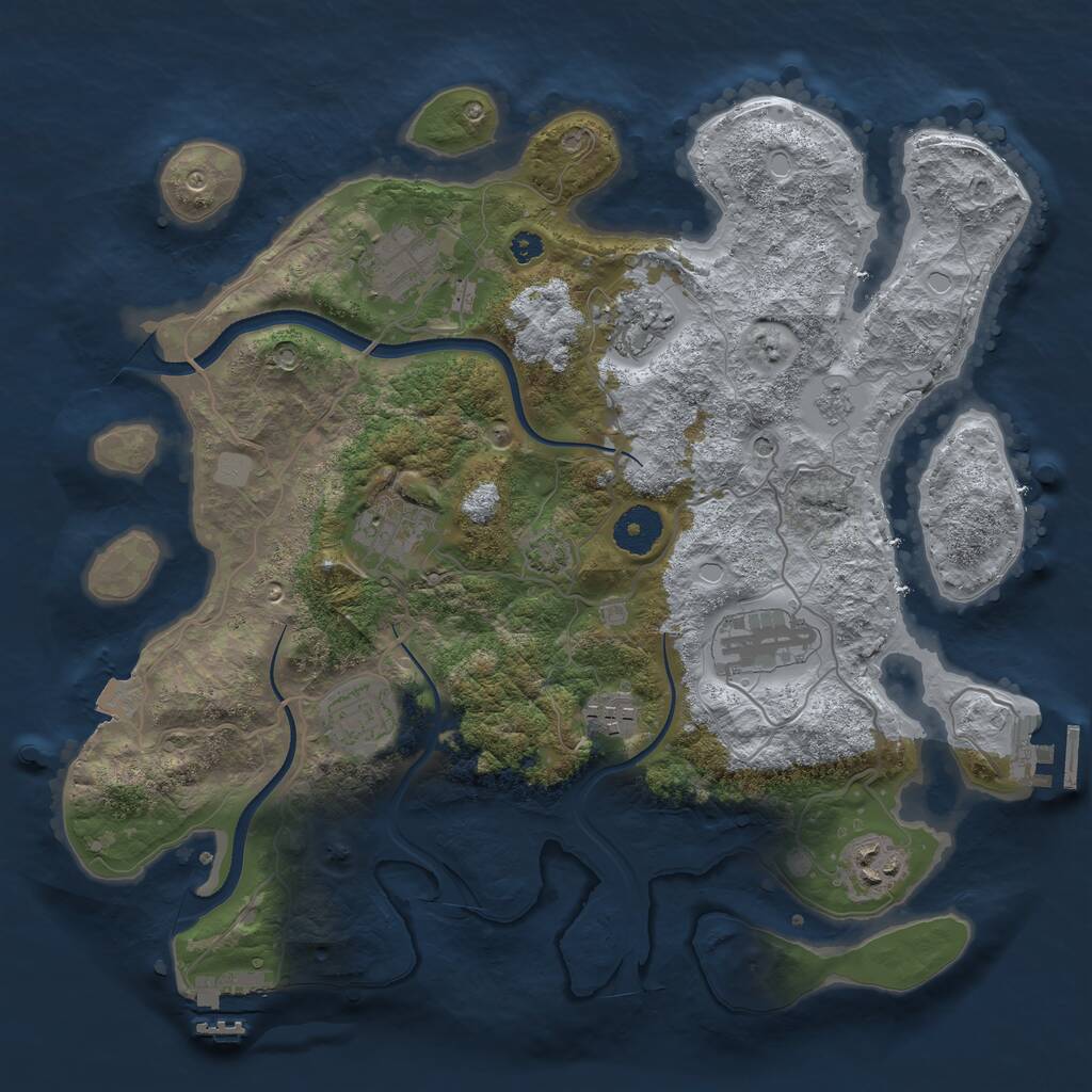 Rust Map: Procedural Map, Size: 3450, Seed: 232089533, 13 Monuments