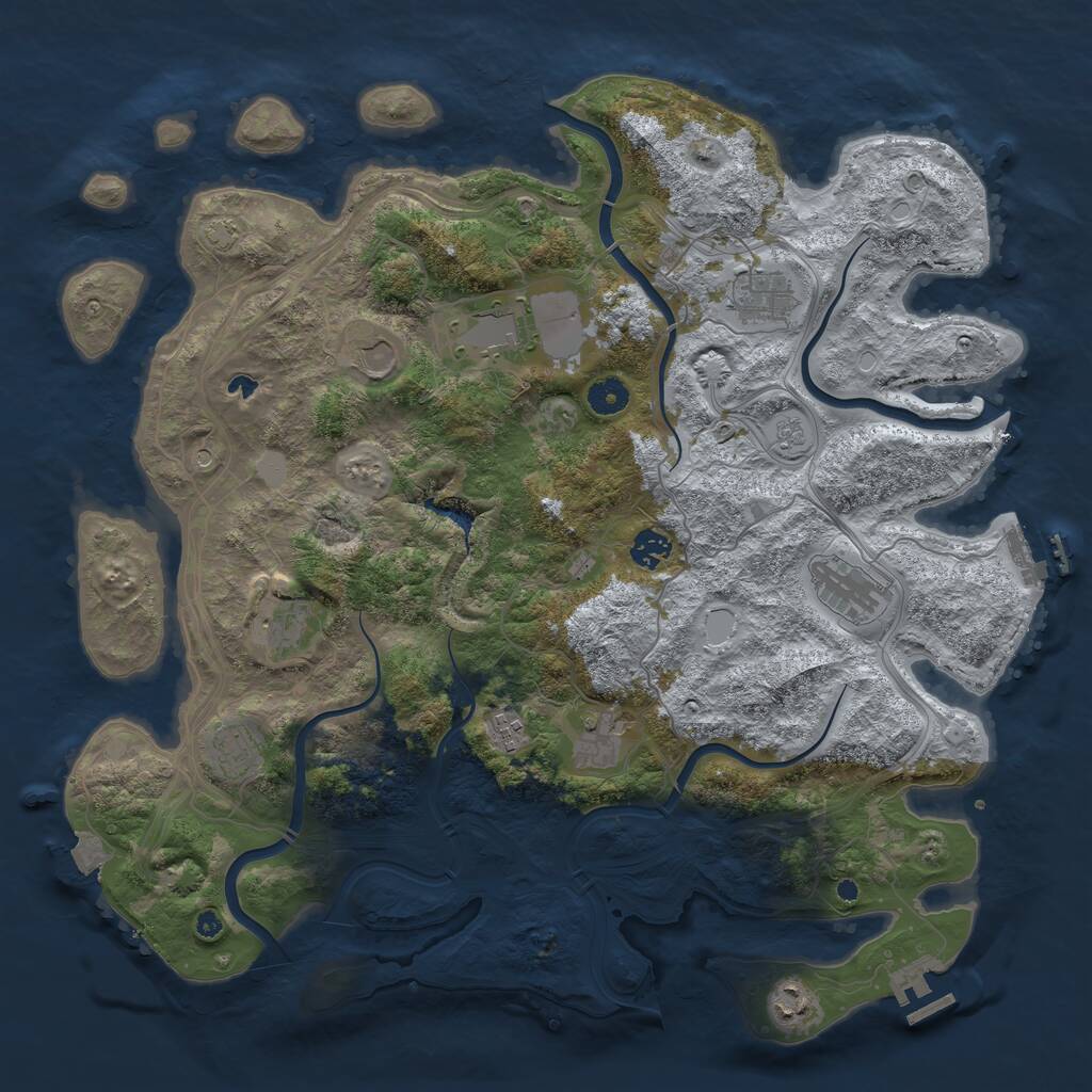 Rust Map: Procedural Map, Size: 4250, Seed: 569192787, 16 Monuments