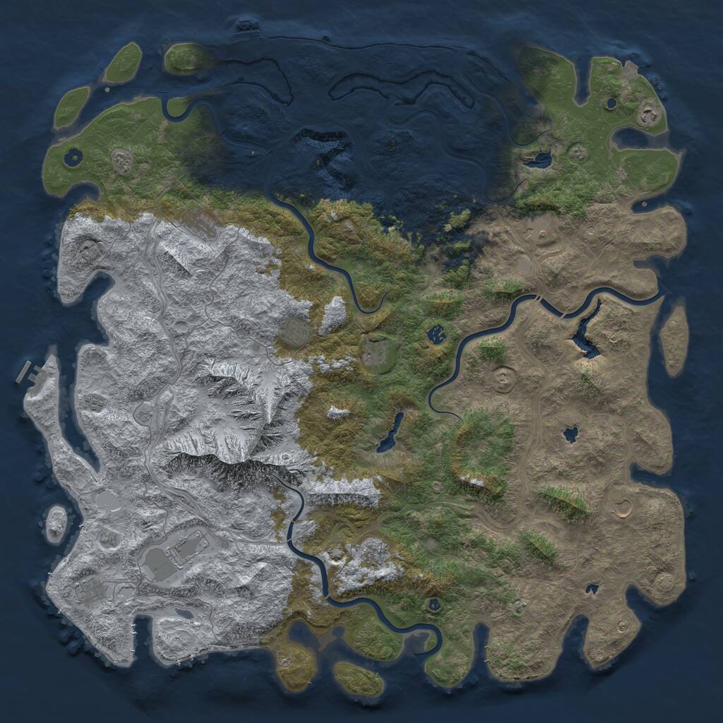 Rust Map: Procedural Map, Size: 6000, Seed: 145260593, 17 Monuments
