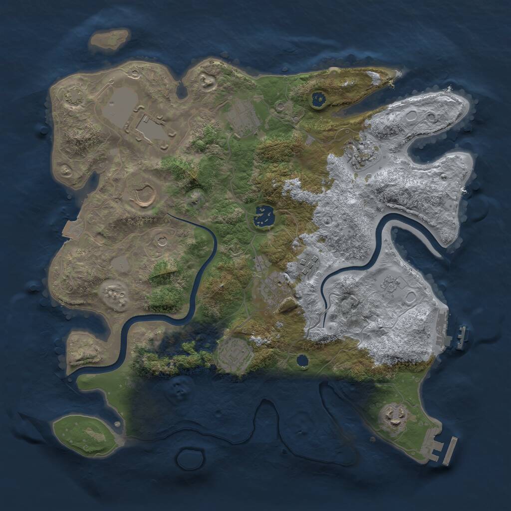 Rust Map: Procedural Map, Size: 3500, Seed: 1238354895, 15 Monuments