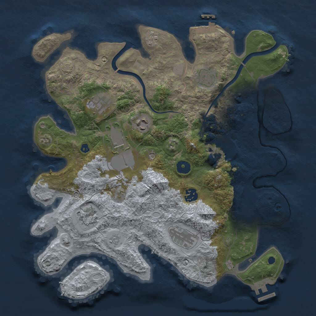 Rust Map: Procedural Map, Size: 3500, Seed: 2136100947, 15 Monuments