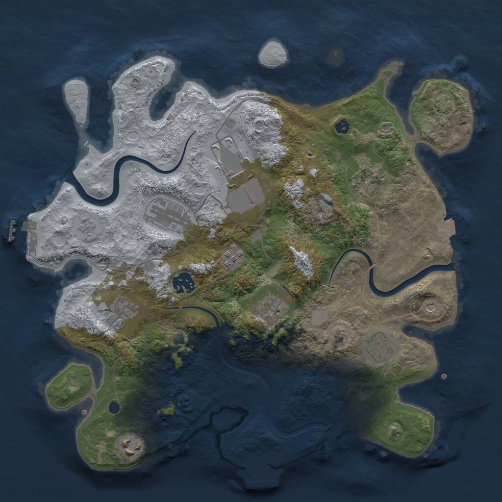 Rust Map: Procedural Map, Size: 3500, Seed: 641564554, 15 Monuments