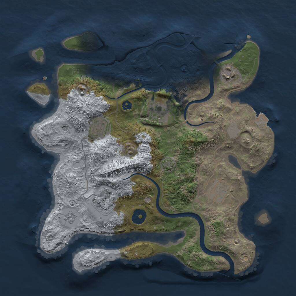 Rust Map: Procedural Map, Size: 3000, Seed: 28268, 10 Monuments