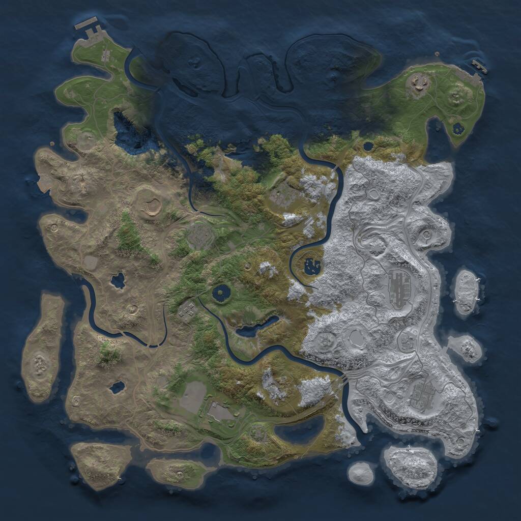 Rust Map: Procedural Map, Size: 4500, Seed: 382973101, 16 Monuments