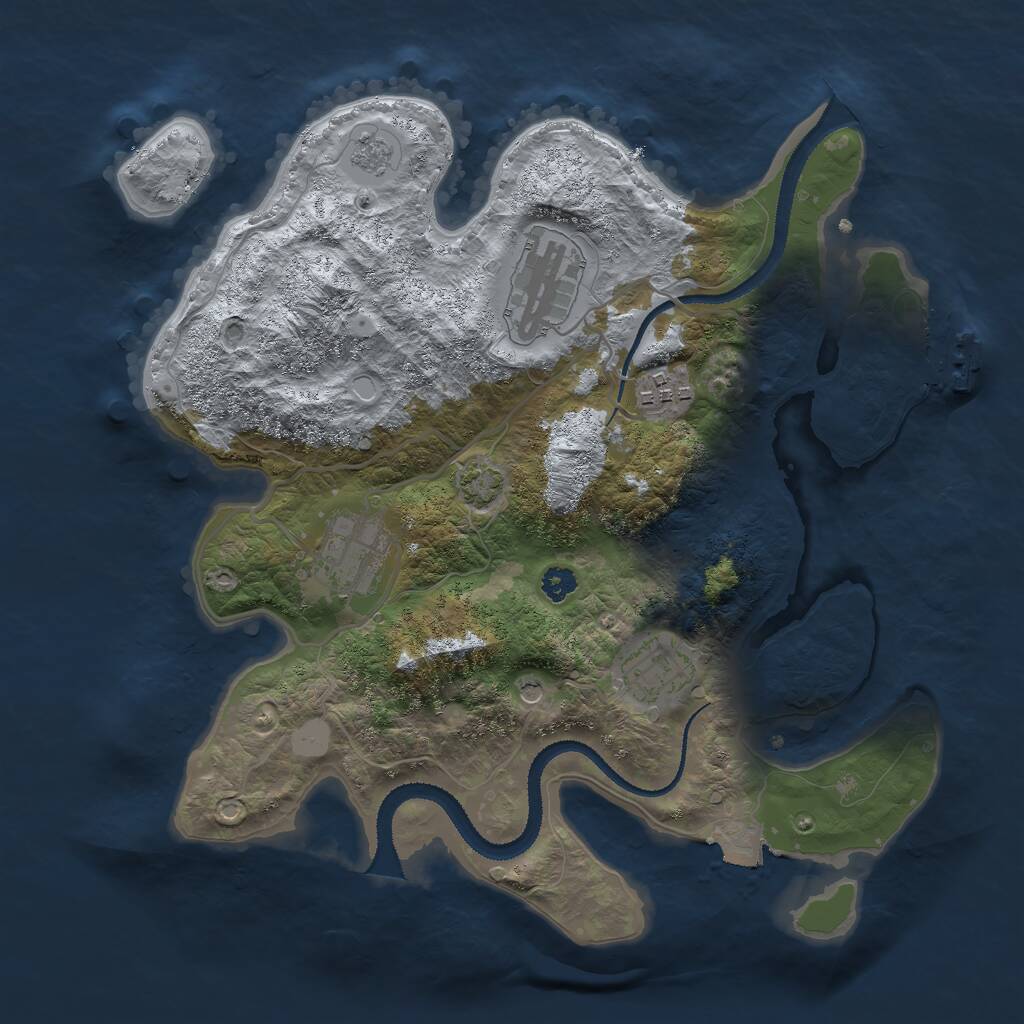 Rust Map: Procedural Map, Size: 3000, Seed: 15122, 9 Monuments