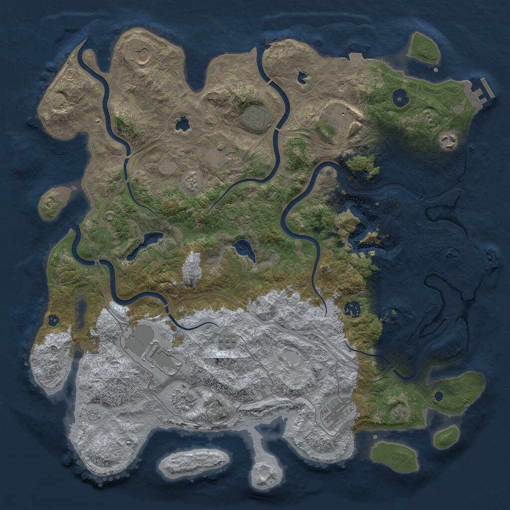 Rust Map: Procedural Map, Size: 4500, Seed: 118345763, 16 Monuments