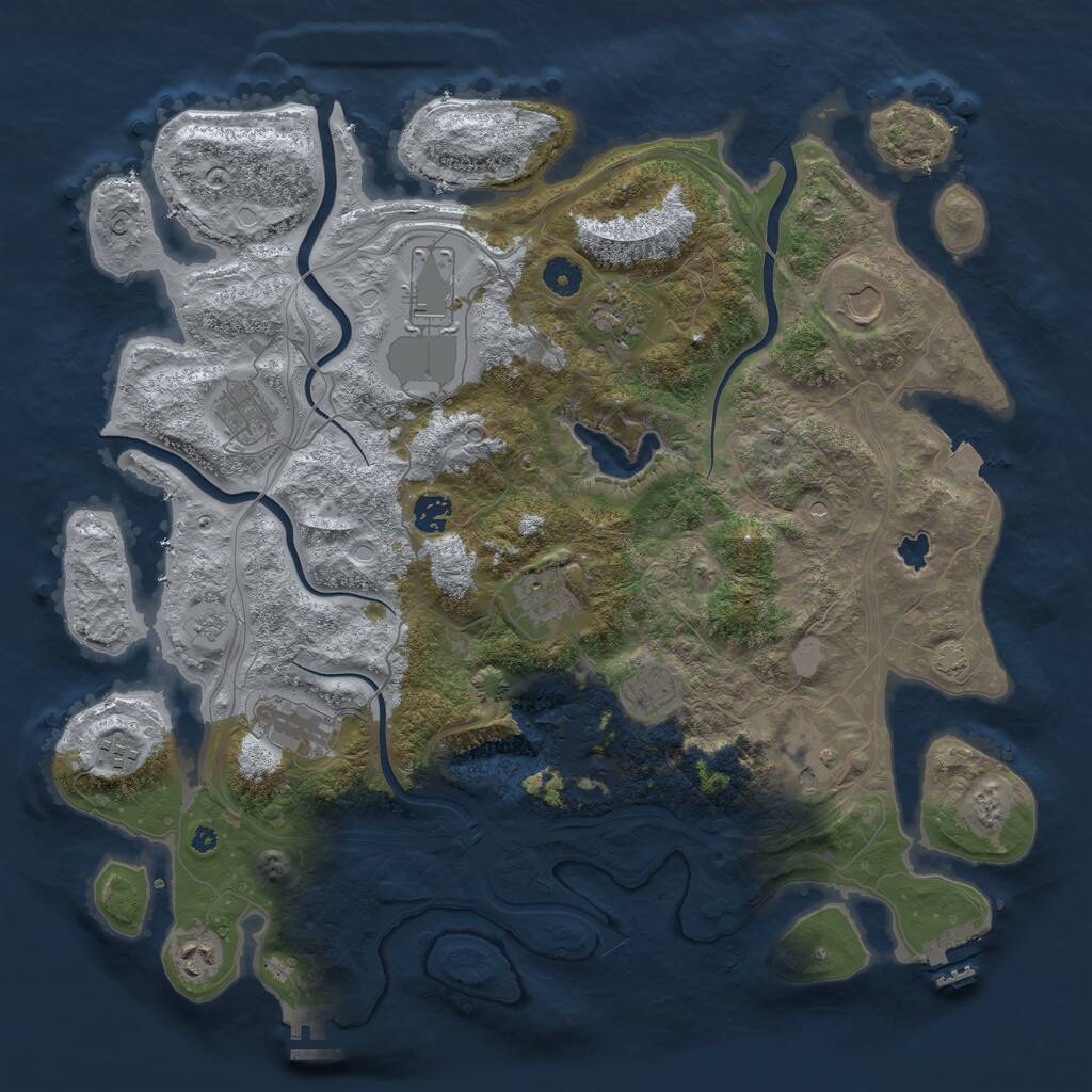 Rust Map: Procedural Map, Size: 4250, Seed: 827533189, 17 Monuments
