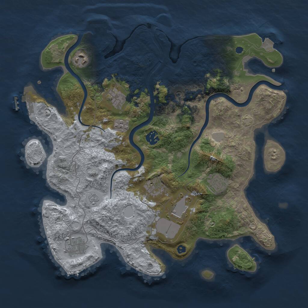 Rust Map: Procedural Map, Size: 3500, Seed: 768956748, 14 Monuments