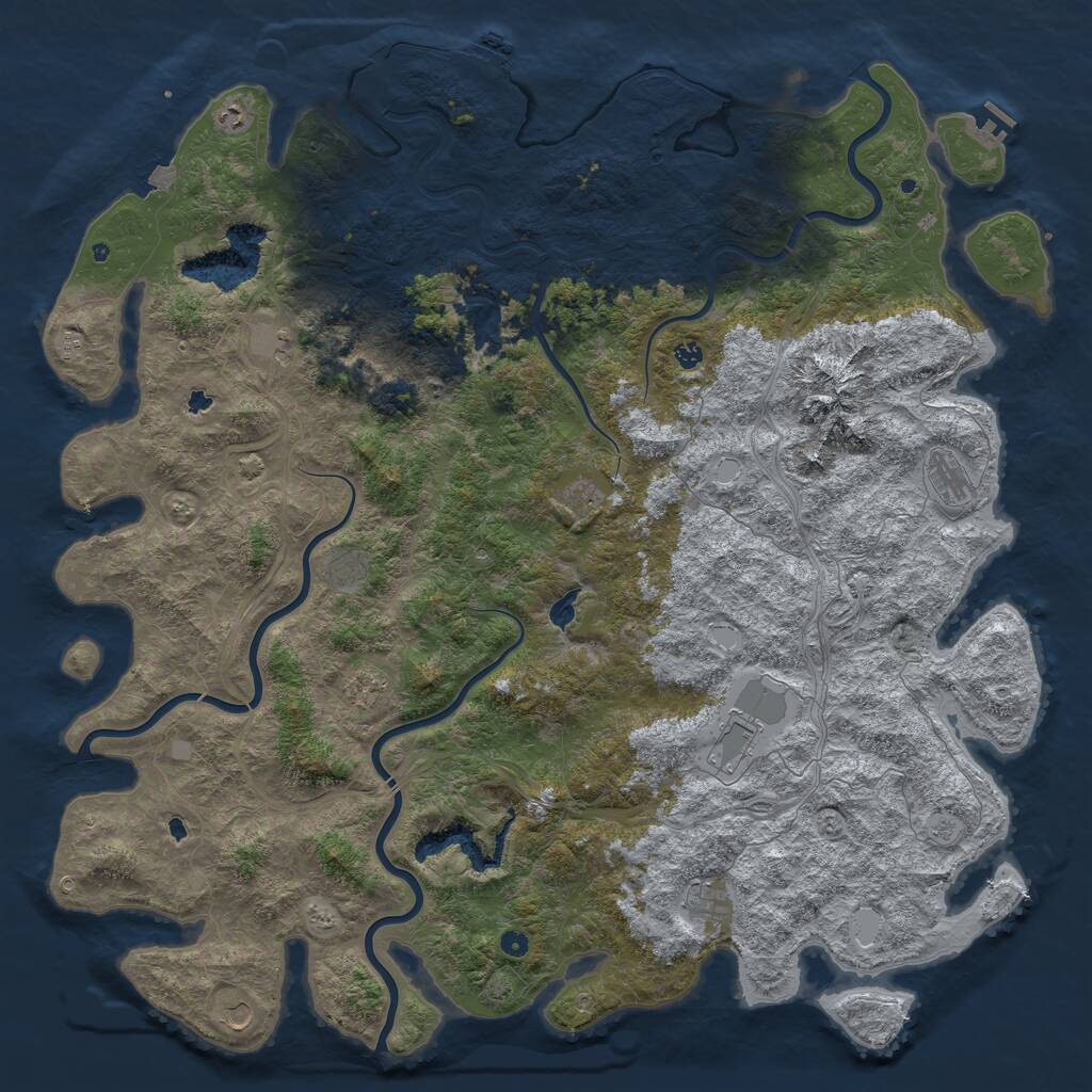Rust Map: Procedural Map, Size: 6000, Seed: 491513449, 17 Monuments