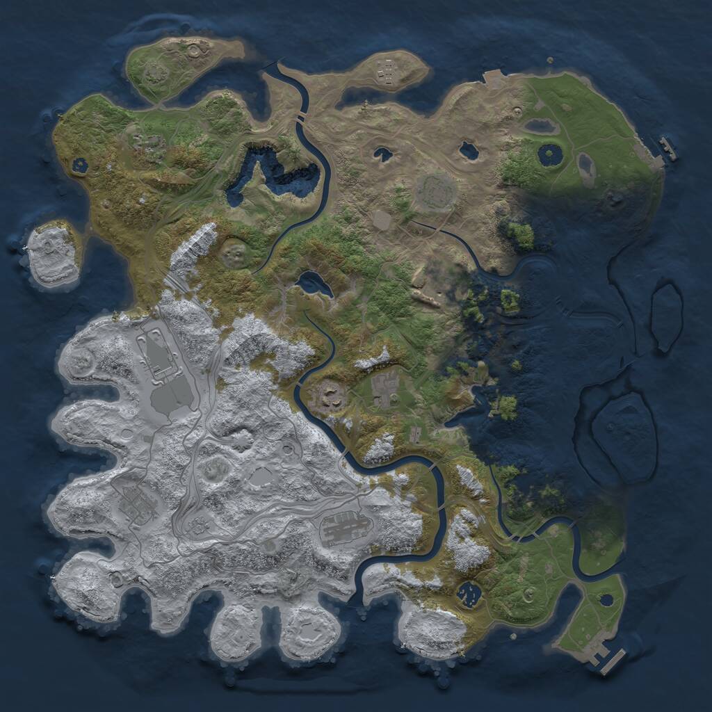 Rust Map: Procedural Map, Size: 4500, Seed: 47684189, 16 Monuments