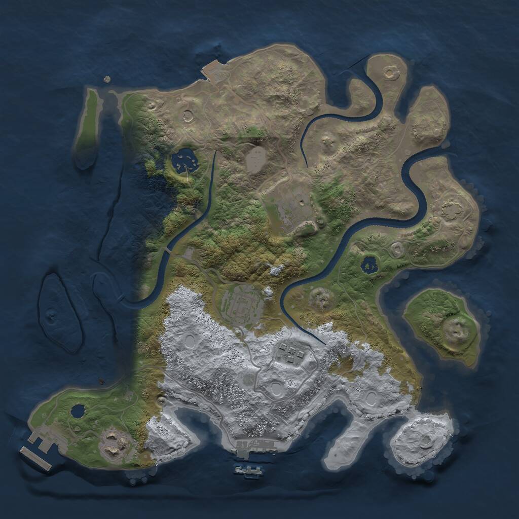 Rust Map: Procedural Map, Size: 3000, Seed: 1302486455, 10 Monuments
