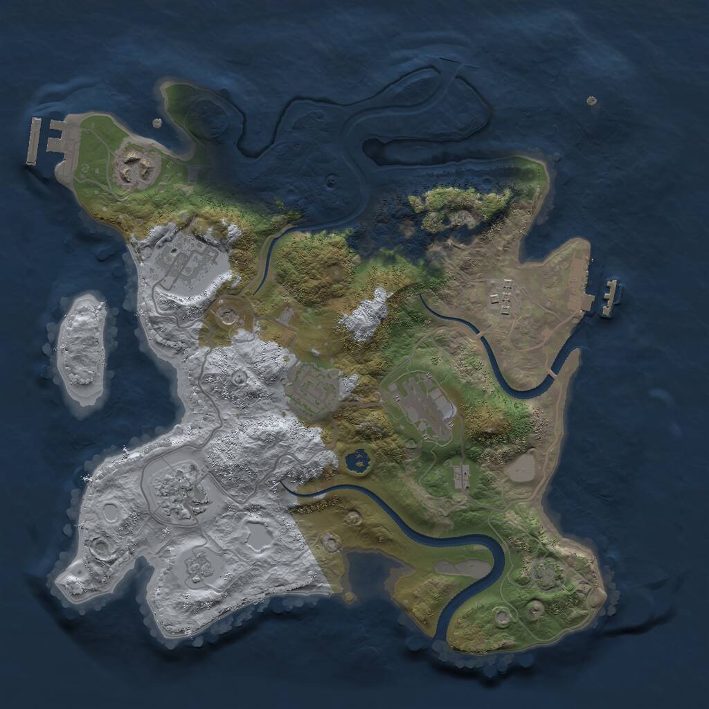 Rust Map: Procedural Map, Size: 3000, Seed: 32633, 12 Monuments