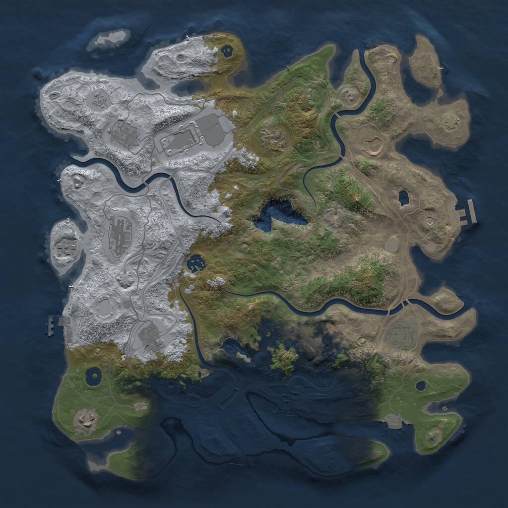 Rust Map: Procedural Map, Size: 4250, Seed: 2129155720, 17 Monuments