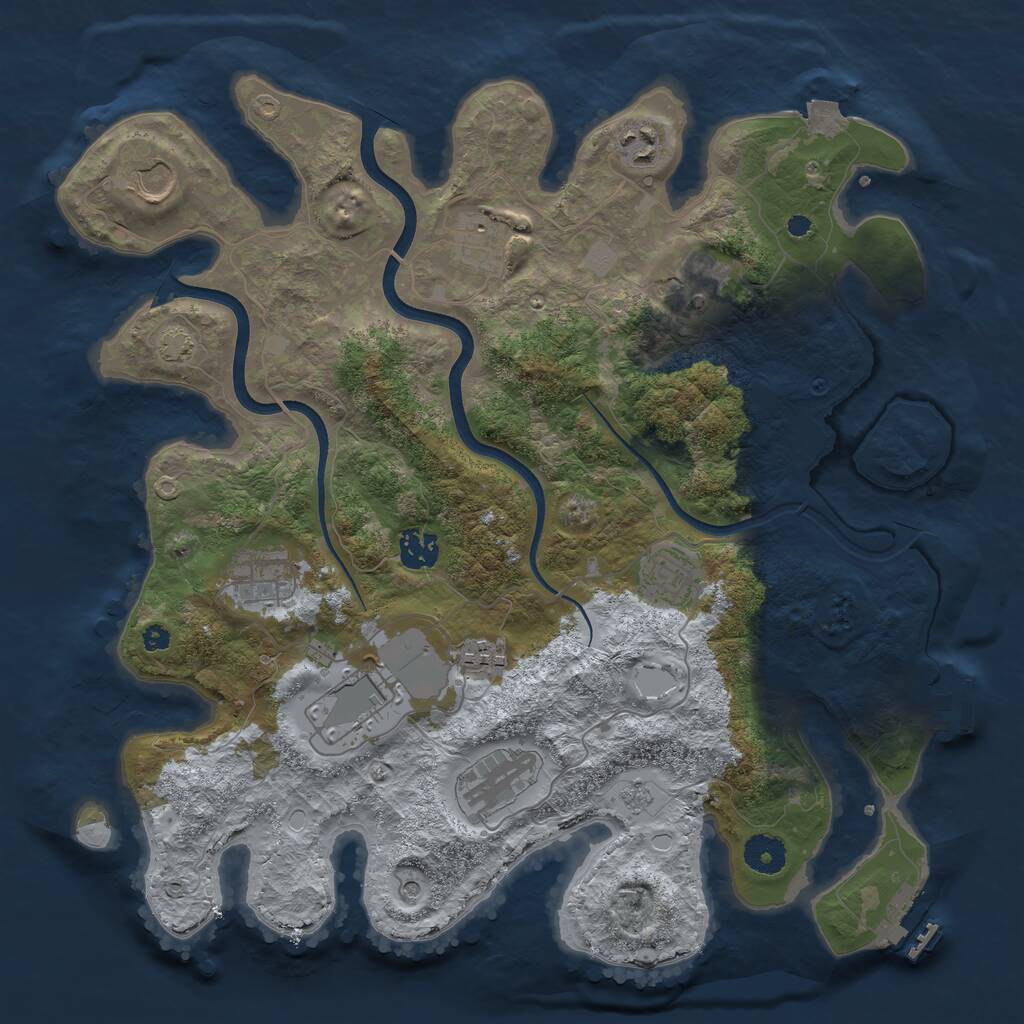 Rust Map: Procedural Map, Size: 3750, Seed: 1075962895, 16 Monuments