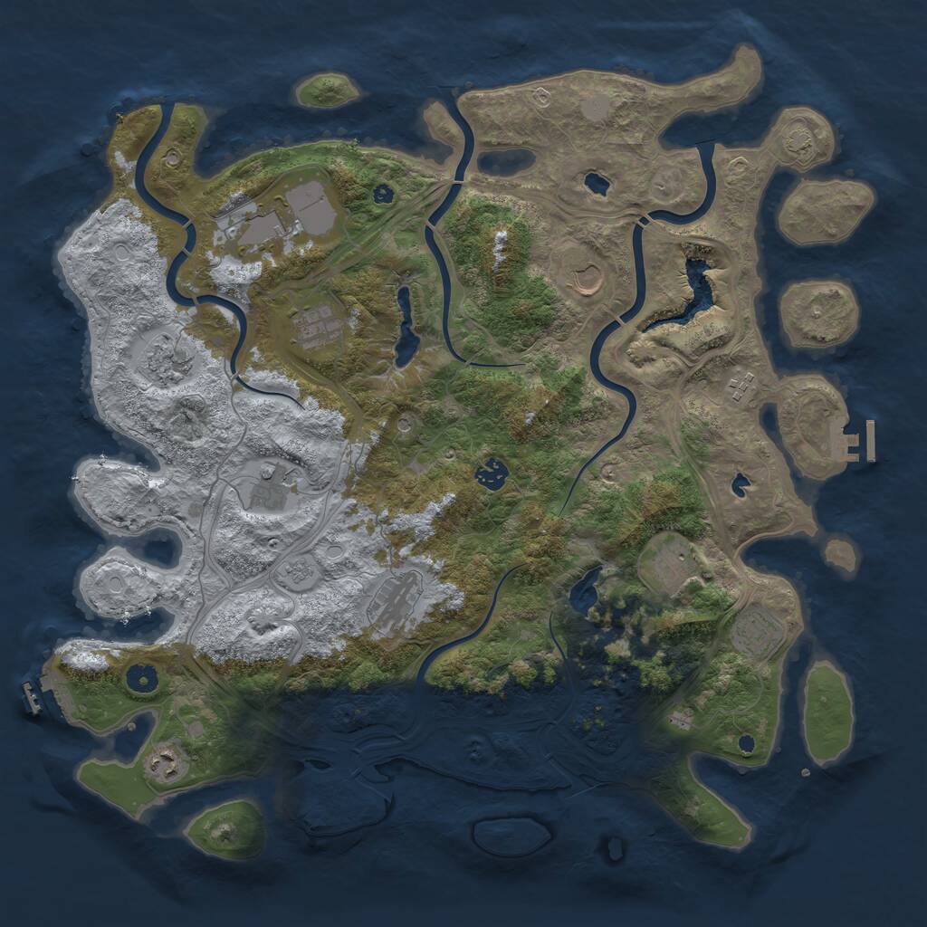 Rust Map: Procedural Map, Size: 4500, Seed: 78494227, 17 Monuments