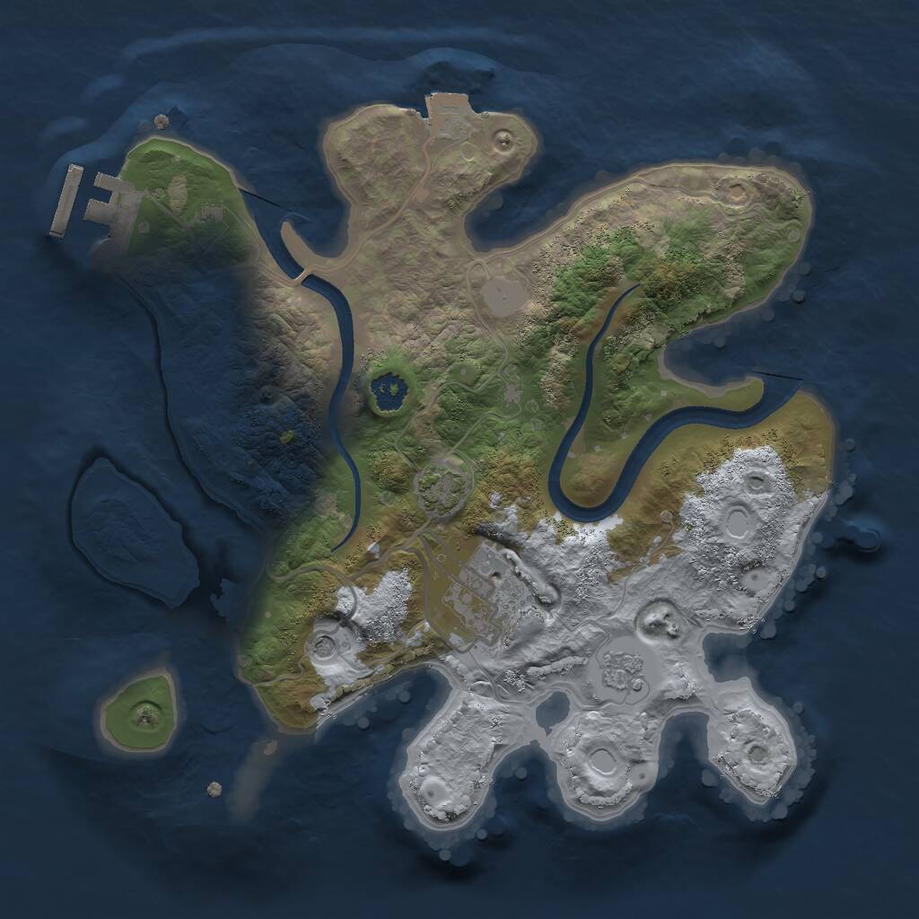 Rust Map: Procedural Map, Size: 2500, Seed: 58558, 6 Monuments