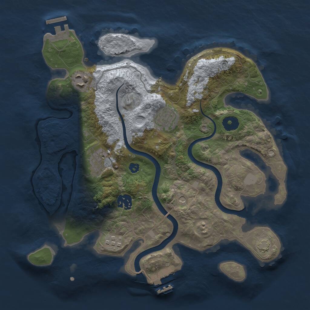 Rust Map: Procedural Map, Size: 3000, Seed: 27368815, 10 Monuments