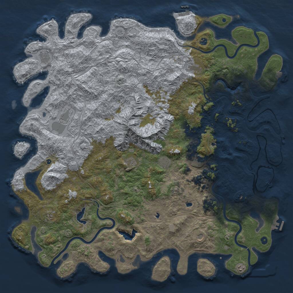Rust Map: Procedural Map, Size: 6000, Seed: 1332104755, 17 Monuments