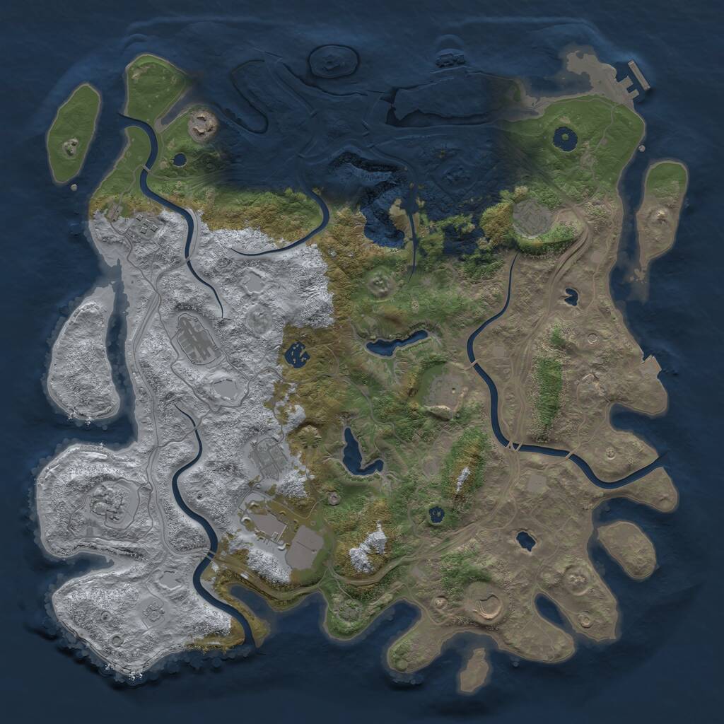 Rust Map: Procedural Map, Size: 4500, Seed: 551128680, 16 Monuments