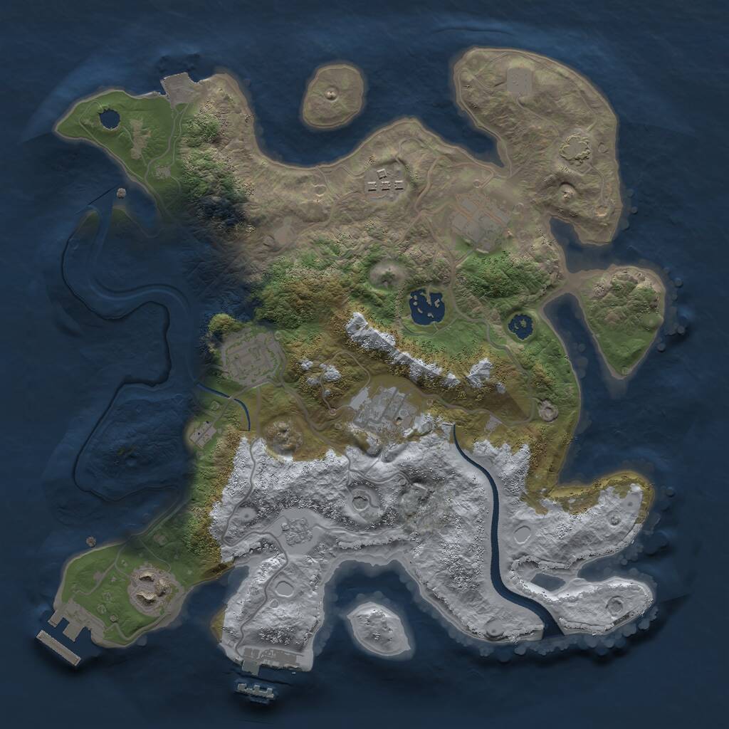 Rust Map: Procedural Map, Size: 3000, Seed: 814022923, 12 Monuments