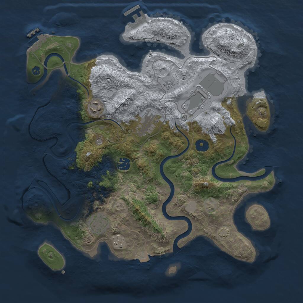 Rust Map: Procedural Map, Size: 3500, Seed: 1985827888, 12 Monuments
