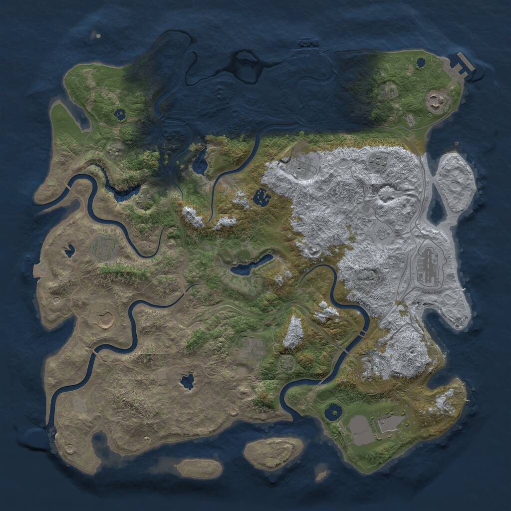 Rust Map: Procedural Map, Size: 4500, Seed: 224230246, 16 Monuments
