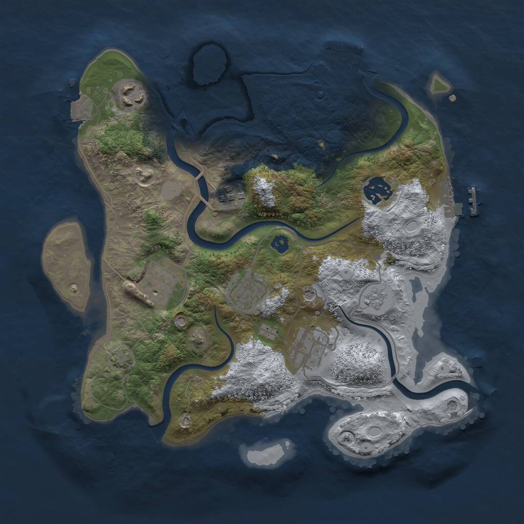 Rust Map: Procedural Map, Size: 3000, Seed: 1733945721, 12 Monuments