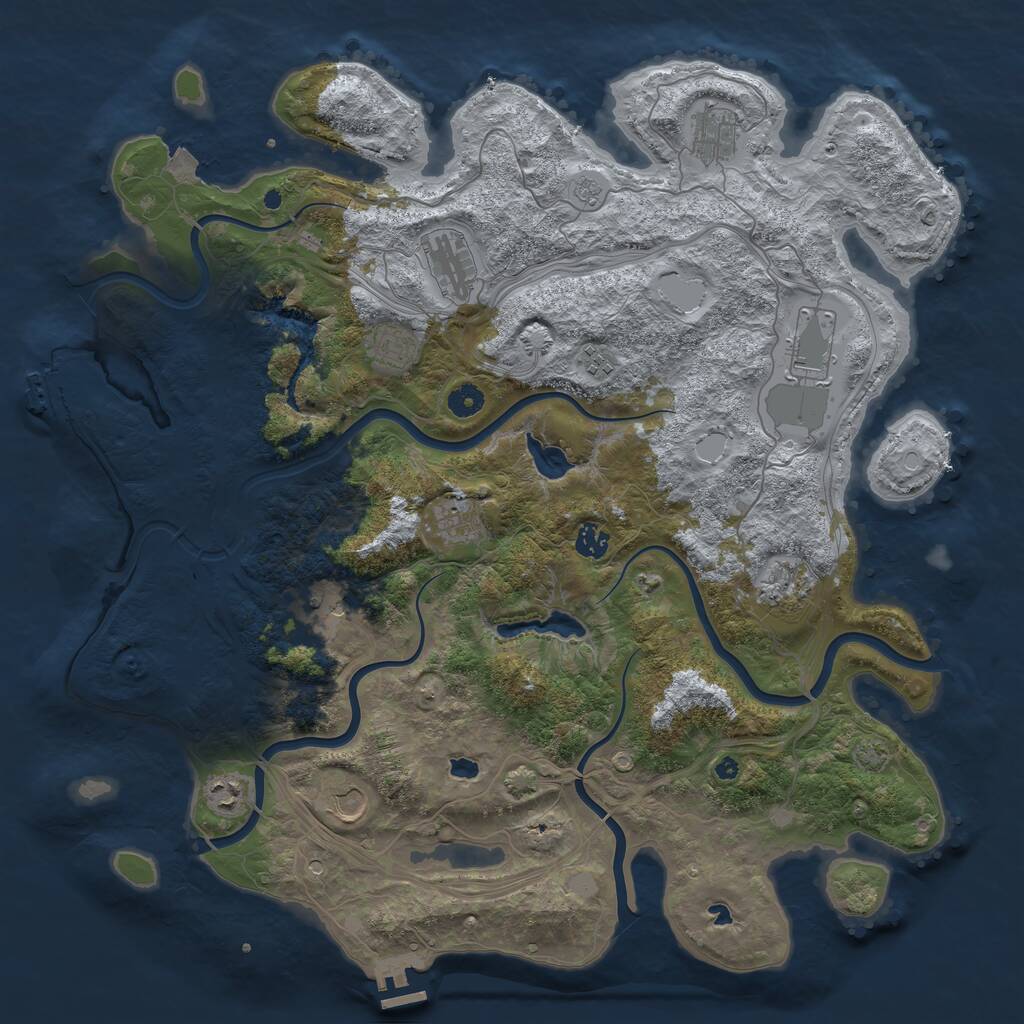 Rust Map: Procedural Map, Size: 4500, Seed: 1740246229, 17 Monuments