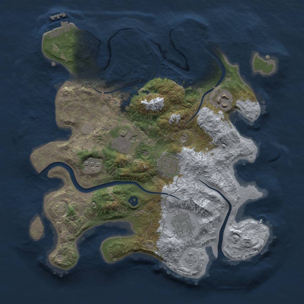 Rust Map: Procedural Map, Size: 3000, Seed: 4386725, 11 Monuments