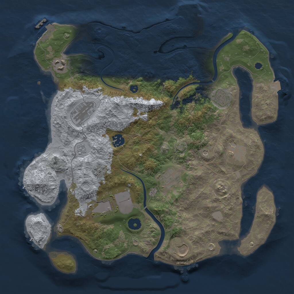 Rust Map: Procedural Map, Size: 3500, Seed: 2162007, 15 Monuments