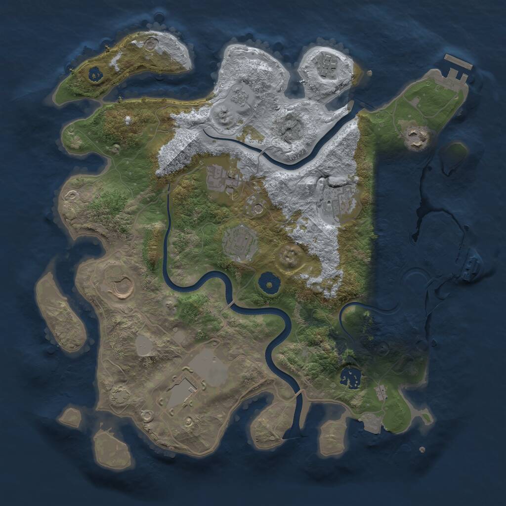 Rust Map: Procedural Map, Size: 3500, Seed: 1659359219, 14 Monuments