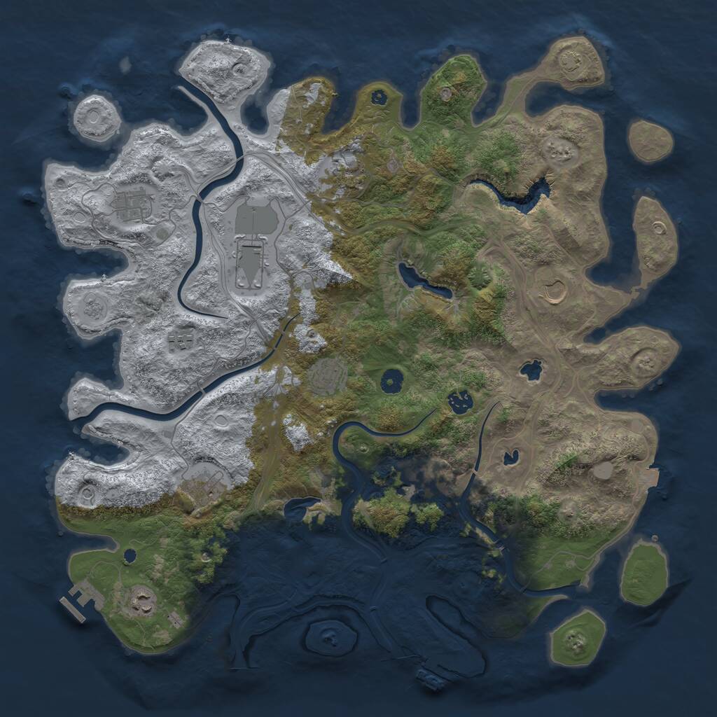 Rust Map: Procedural Map, Size: 4500, Seed: 1212739357, 16 Monuments