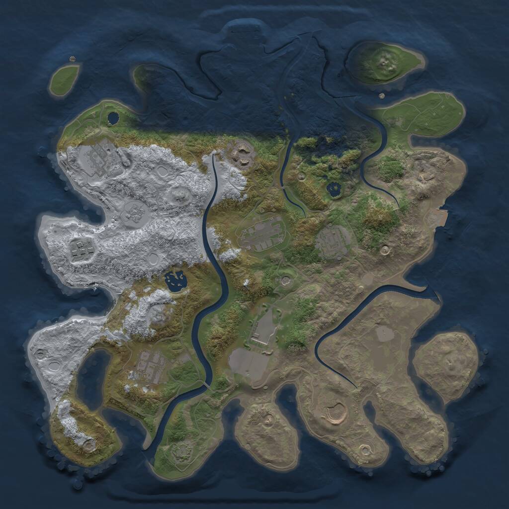 Rust Map: Procedural Map, Size: 3500, Seed: 823986350, 14 Monuments