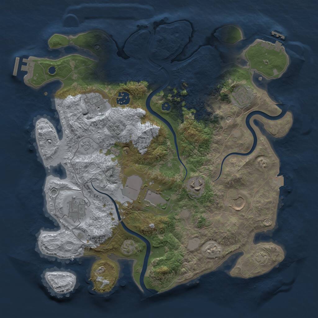 Rust Map: Procedural Map, Size: 3500, Seed: 1841, 14 Monuments