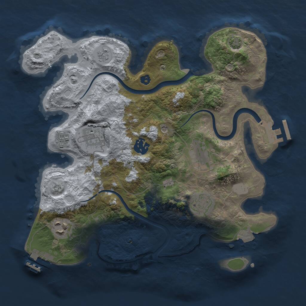 Rust Map: Procedural Map, Size: 3000, Seed: 2147112186, 12 Monuments