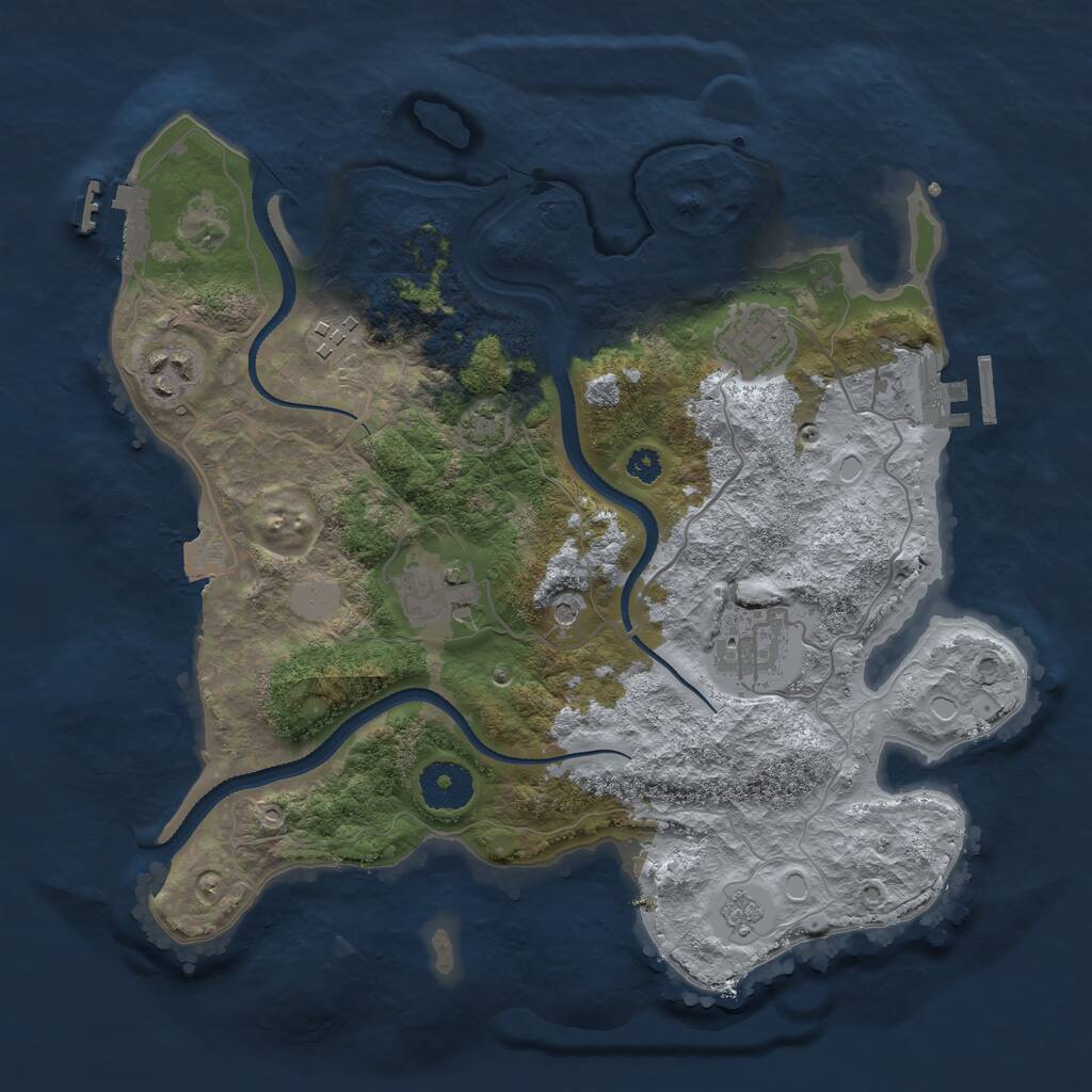 Rust Map: Procedural Map, Size: 3200, Seed: 1644881648, 11 Monuments