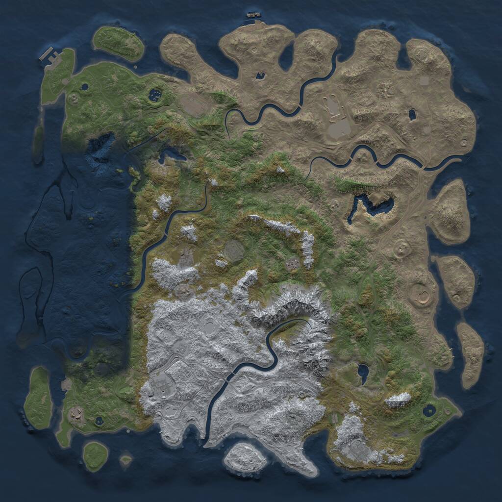 Rust Map: Procedural Map, Size: 6000, Seed: 541420581, 17 Monuments